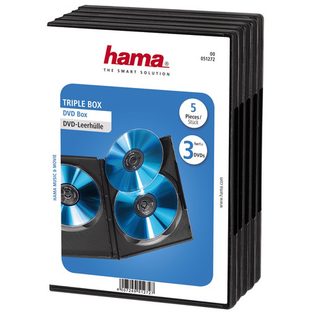 DVD-Leerhülle Triple Box, 5er-Pack, Schwarz