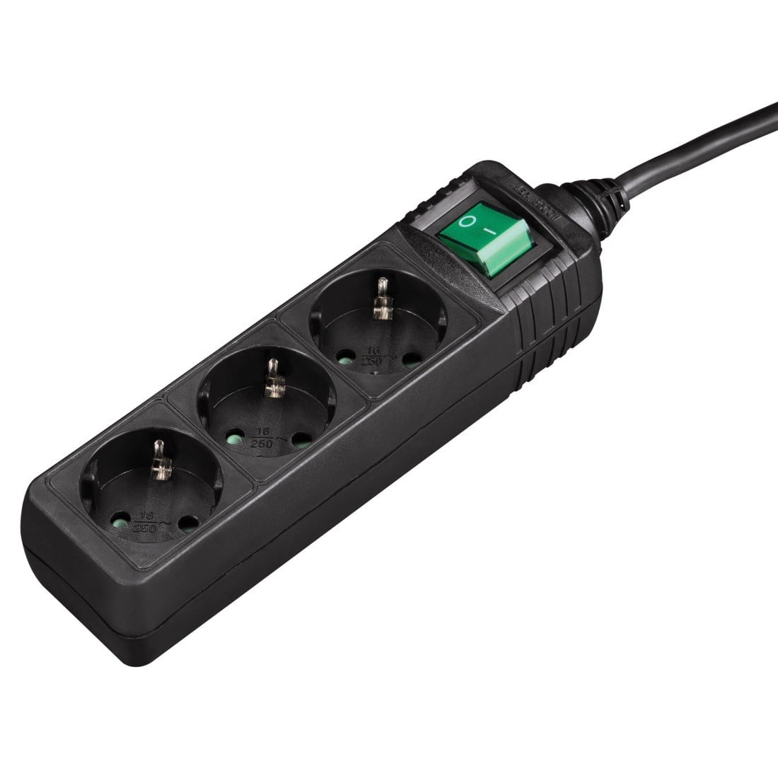 Steckdosenleiste, 3-fach, mit Schalter, 3 m, Schwarz (00121906)