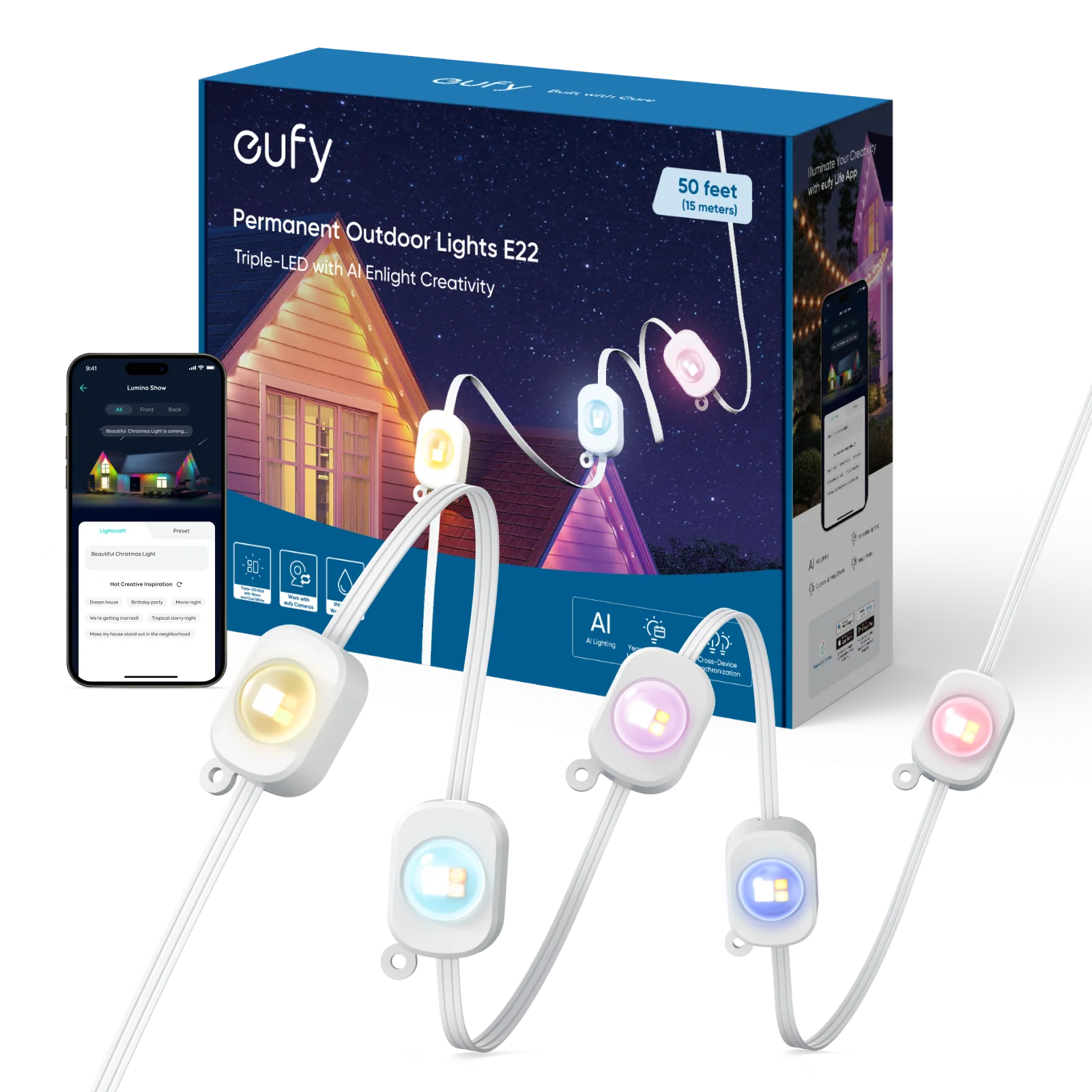 Permanent Außenleuchten E22 (15m mit 30 Leuchten)