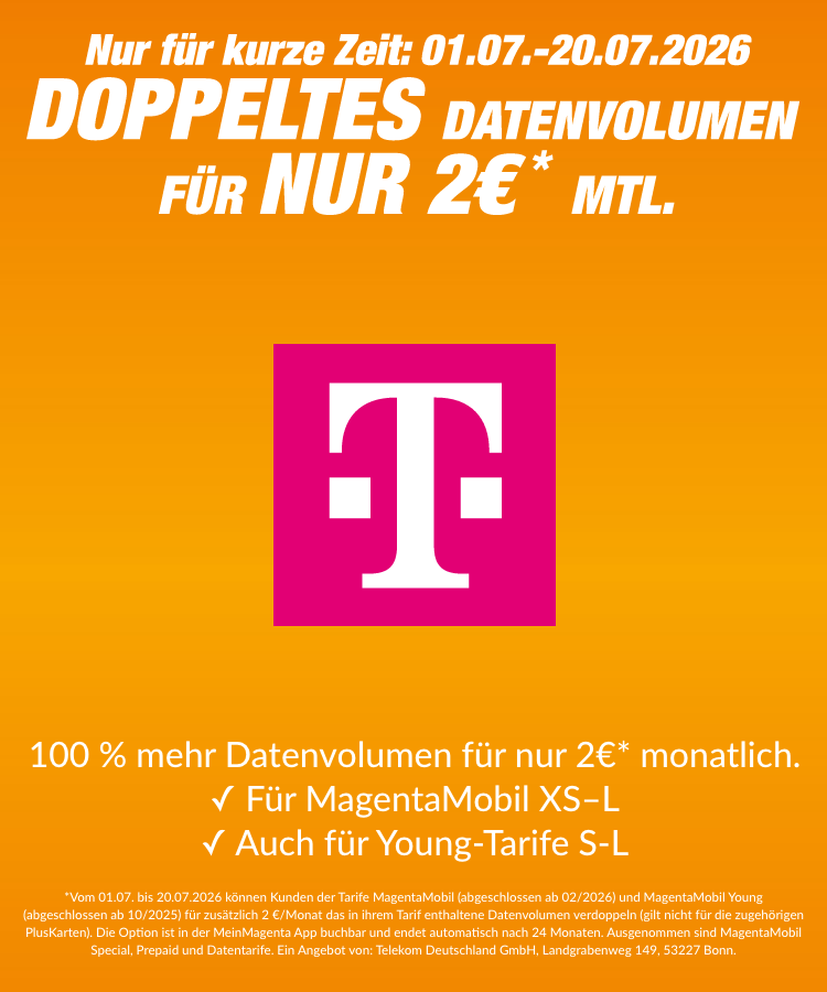 Nur für kurze Zeit: Doppeltes Datenvolumen für nur 2€
