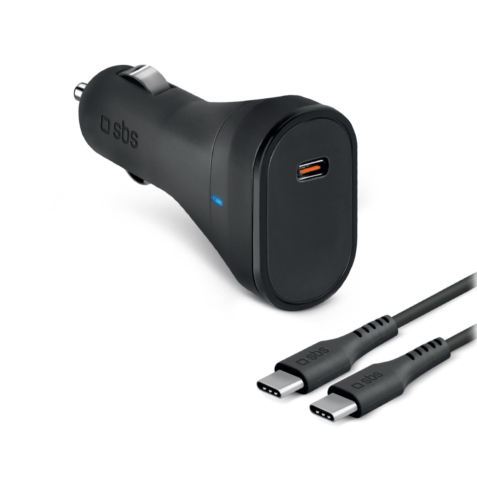 Auto-Ladegerät-Kit 65W Power Delivery mit 2 m USB-C-Kabel, Schnellladung für Smartphone, Laptop und Tablet, Schwarz