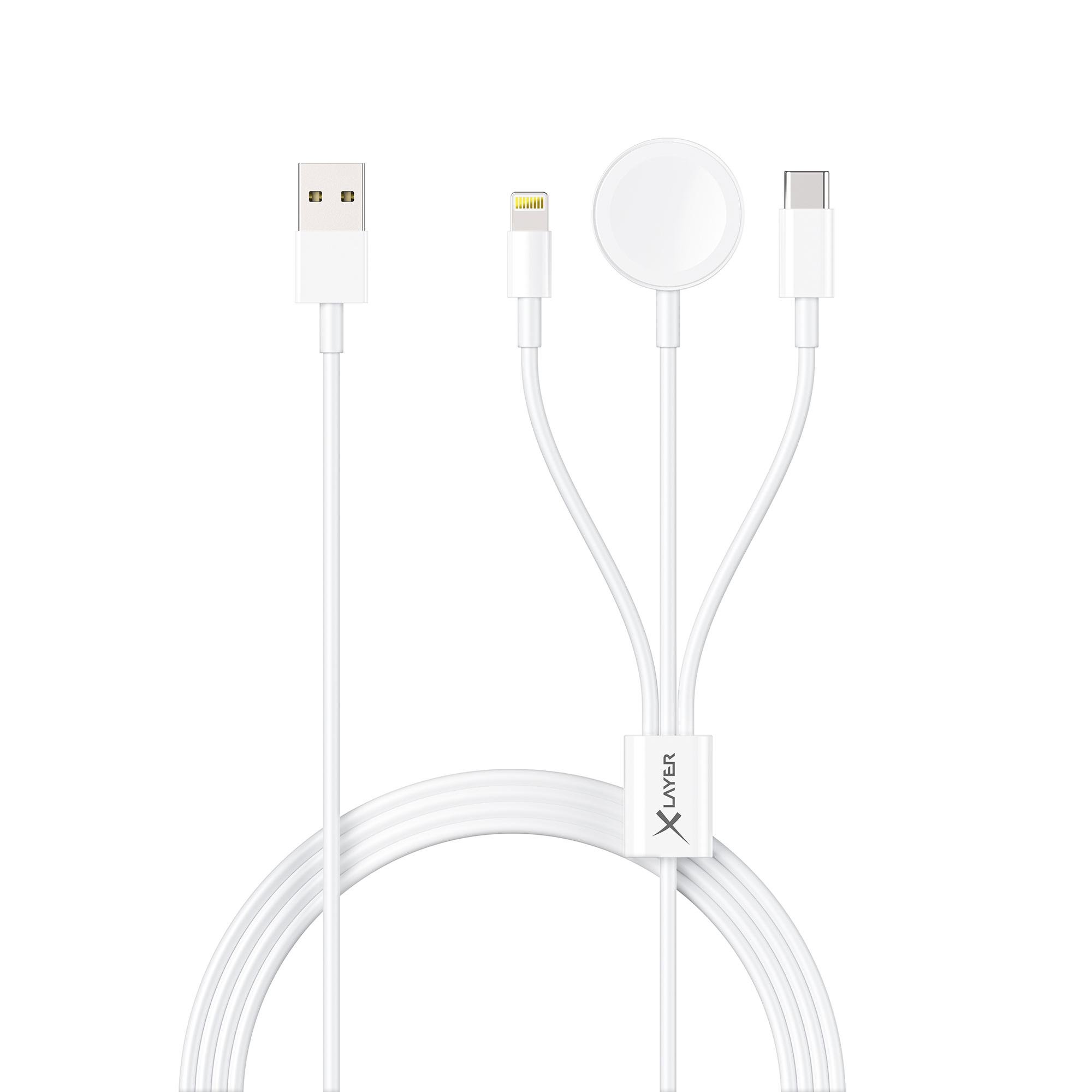 Octopus 3-IN-1 Multi-USB Ladekabel Apple, 1,5 m, weiß