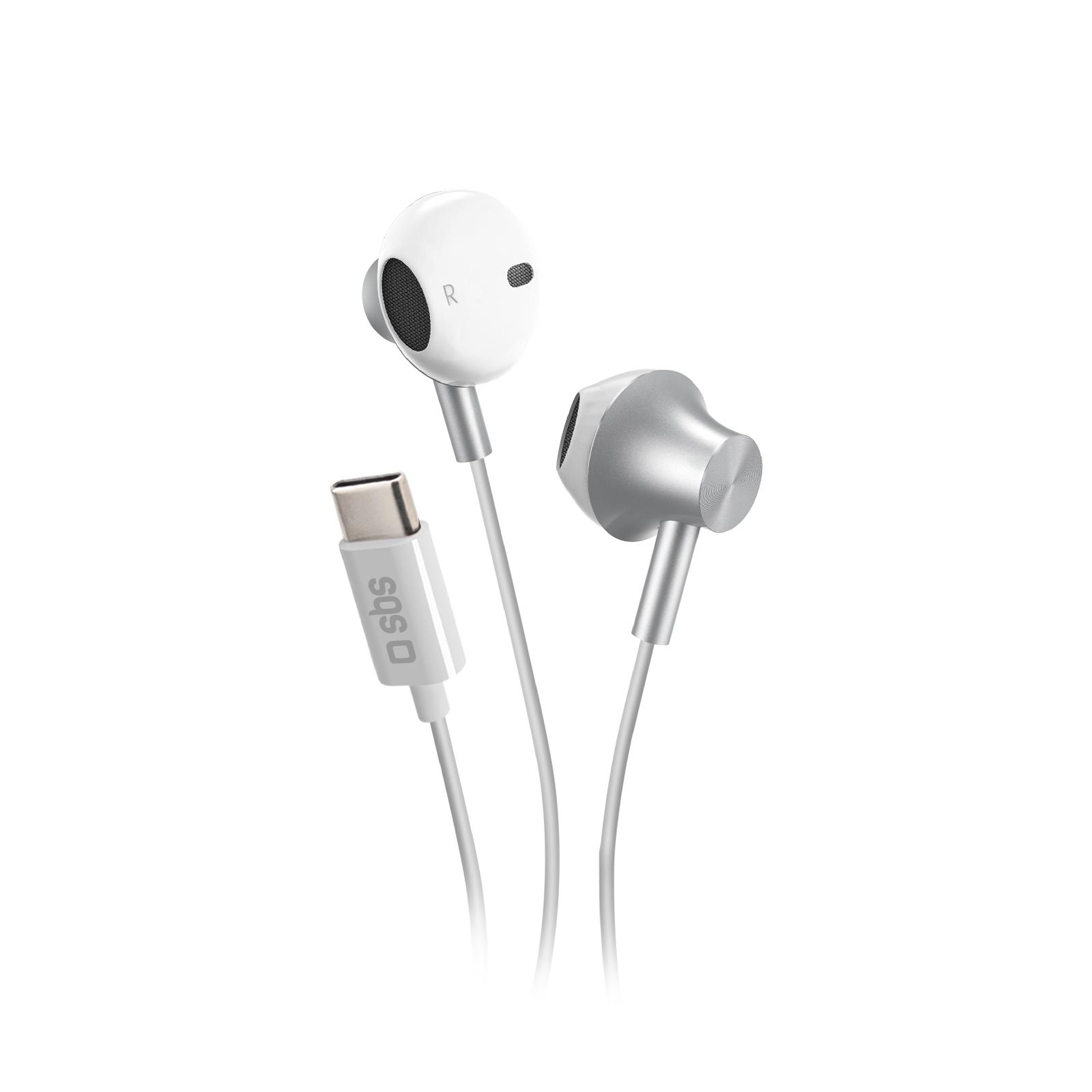 Semi-in-Ear-Kopfhörer aus Metall mit USB-C-Anschluss und integrierten Steuerungstasten, Weiß In-Ear Kopfhörer