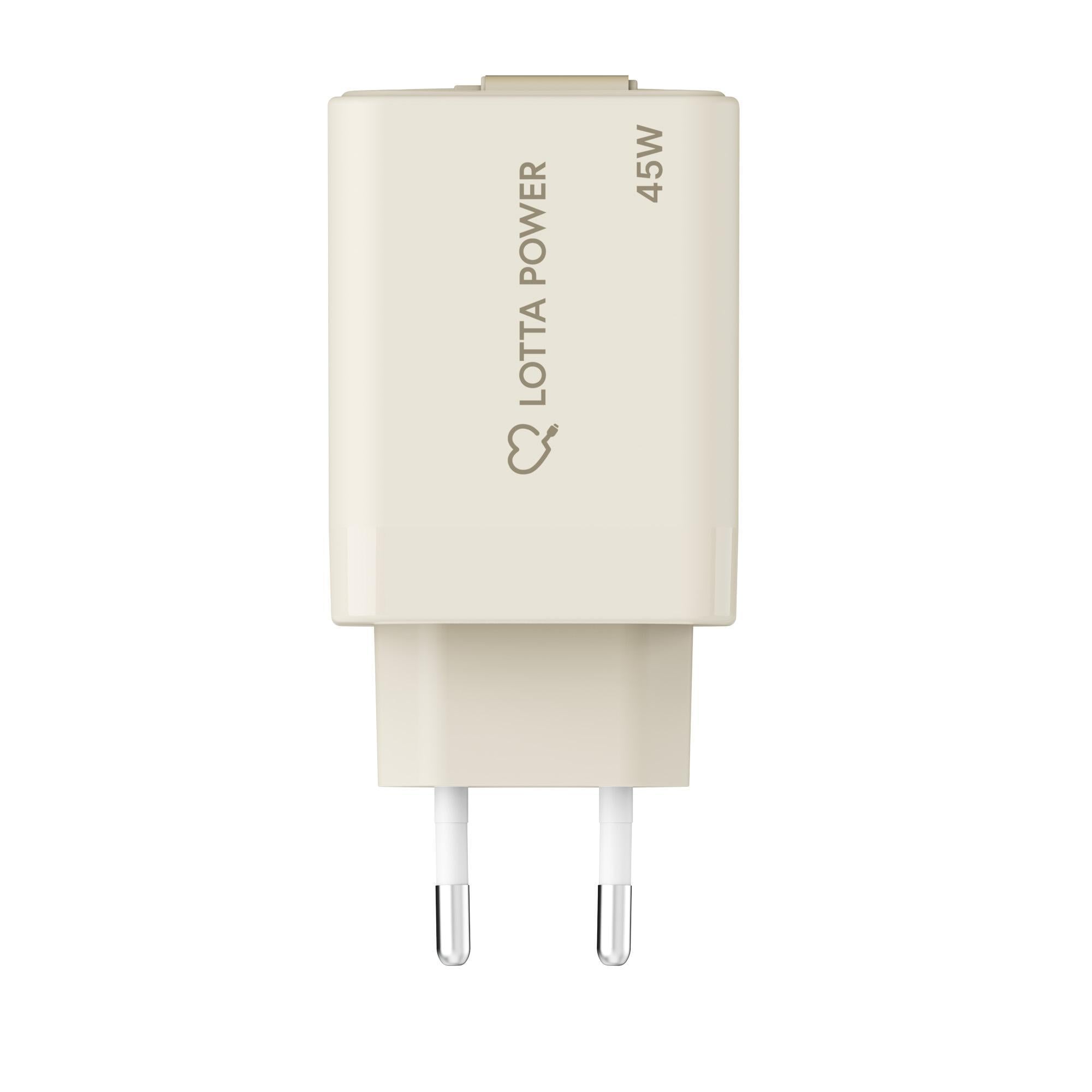 Universal Ladegerät 45W mit ausziehbarem USB Typ C-Kabel Sand