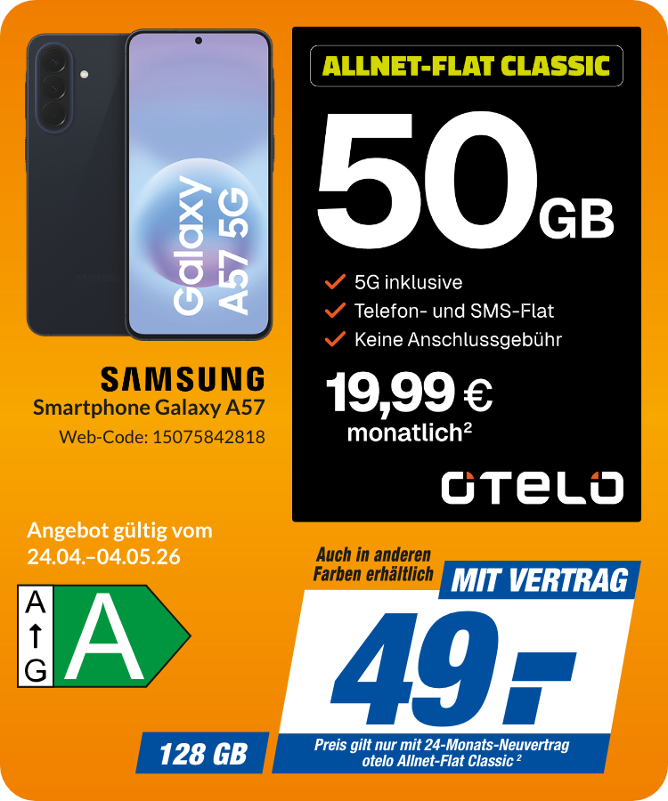 Galaxy A57 mit Allnet Flat Classic für 49€!
