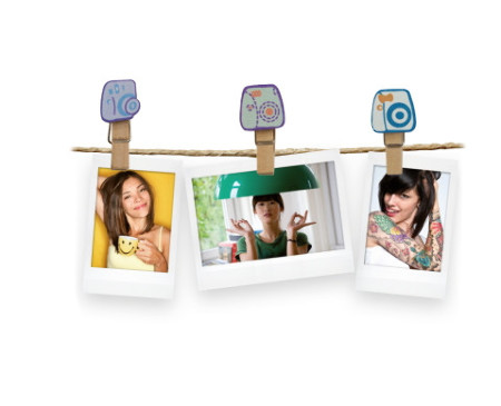 Instax Design Clips Camera (10er Set Holzklammern mit Magnet im 'Instax-kamera-Design')