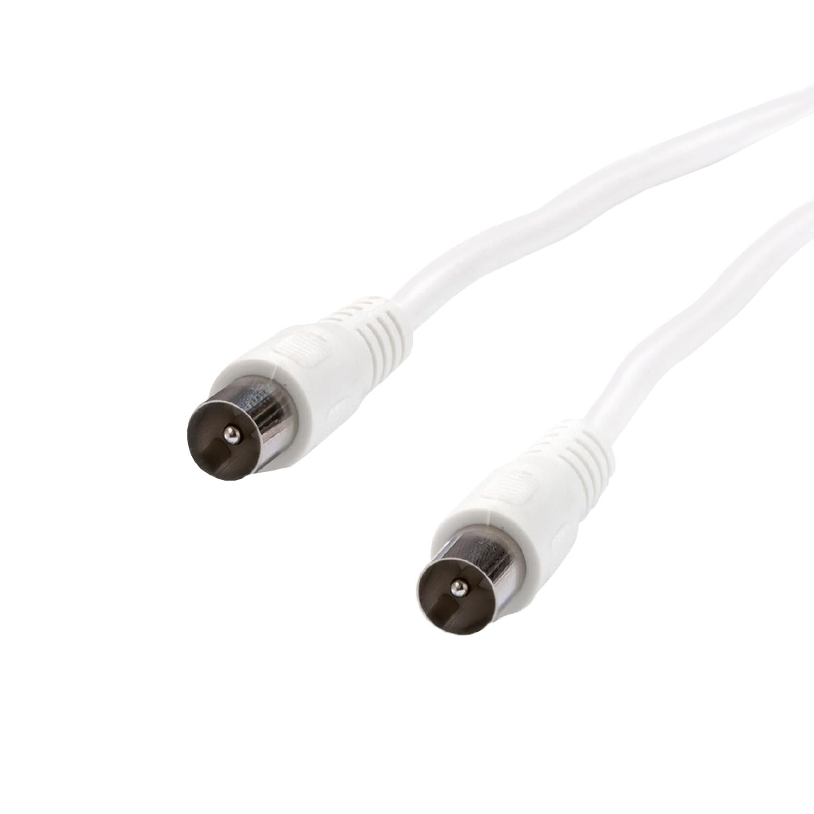 Ferrit-Koaxial-Antennenkabel, 90 dB, 3m, weiß Koaxialkabel mit IEC-Stecker