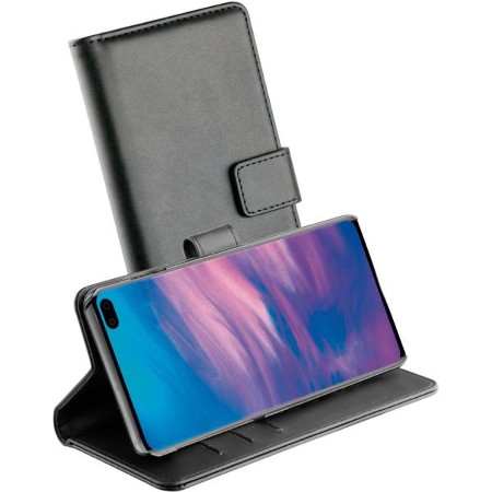 Kunstleder Buchklapptasche mit Standfunktion für Samsung, Galaxy S10 Plus schwarz