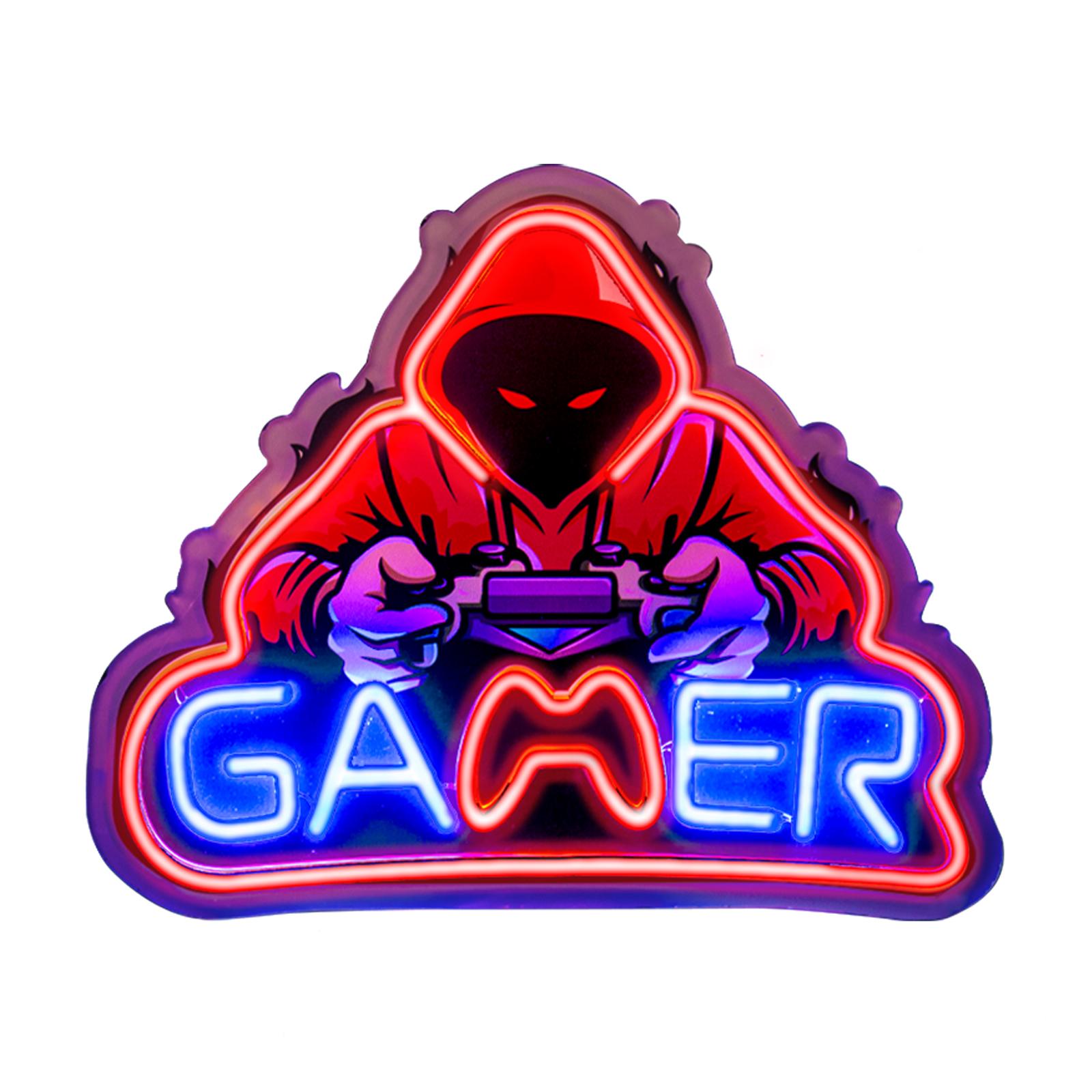 LED-Leuchtschild "Gamer Mode On" mit Neon-Effekt für den Innenbereich