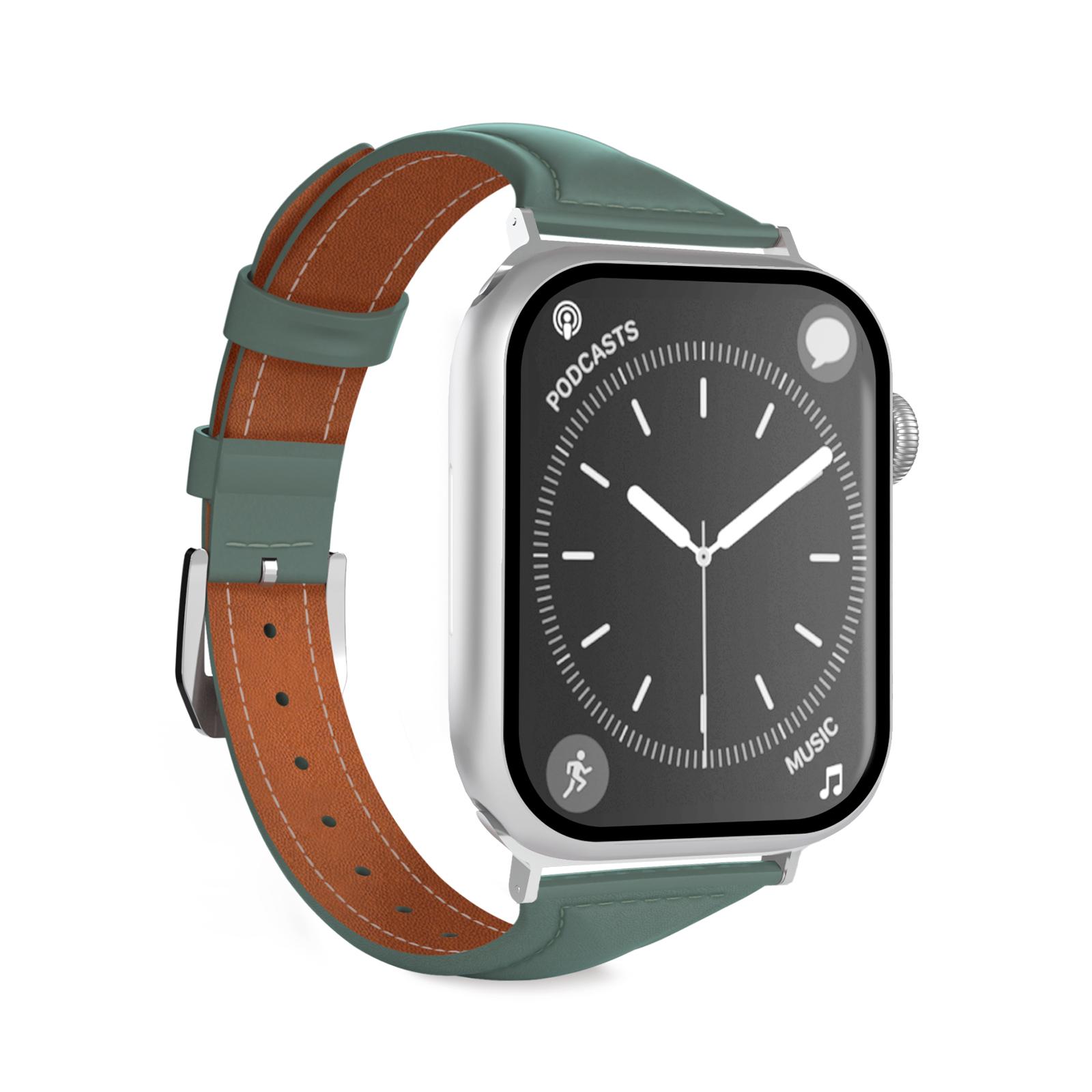 Puro Petite Echtleder-ArmBand für Apple Watch 38 - 49mm, Grün