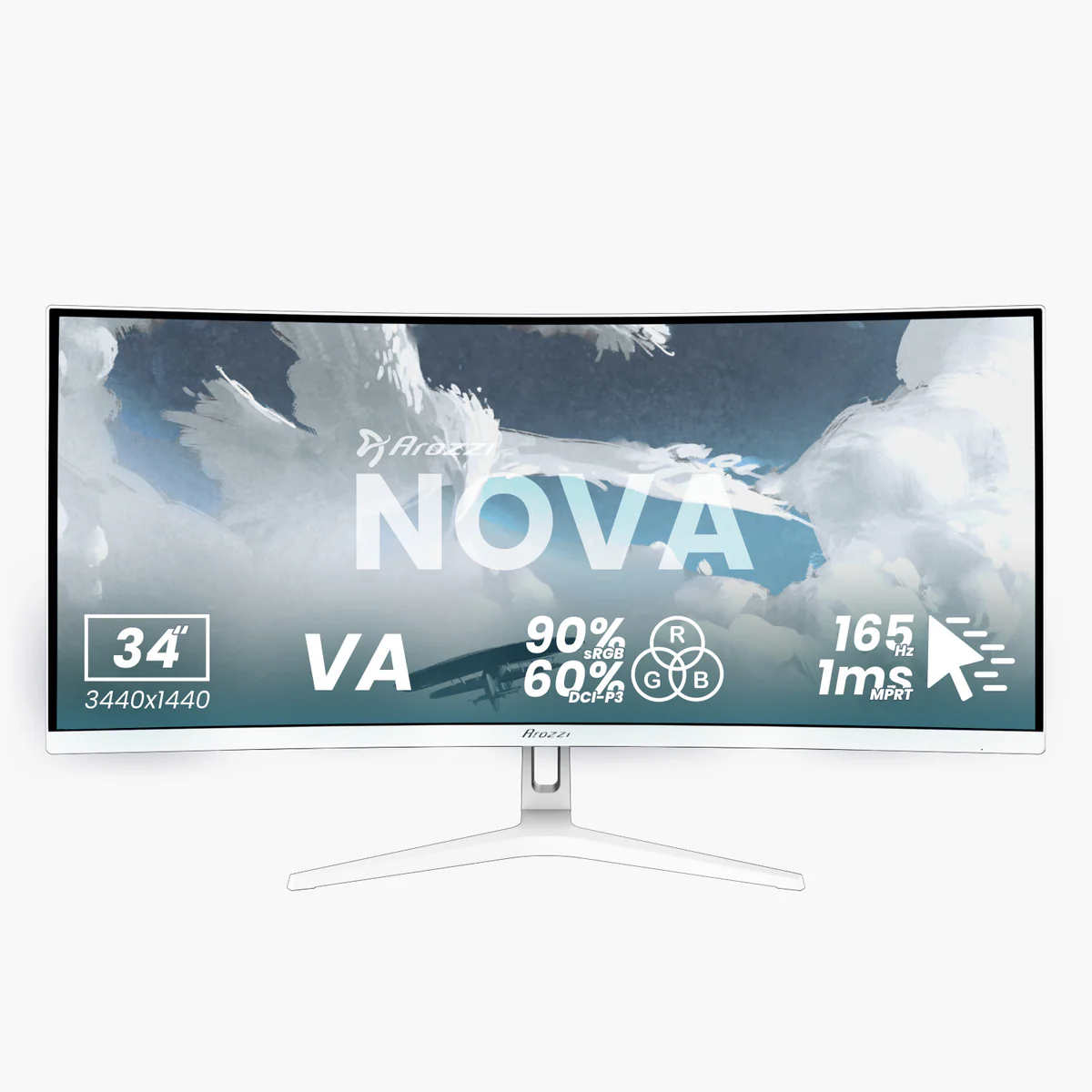 Nova, Weiß, 34 Zoll, Curved, WQHD, VA, 165 Hz, 1 ms Gaming-Monitor