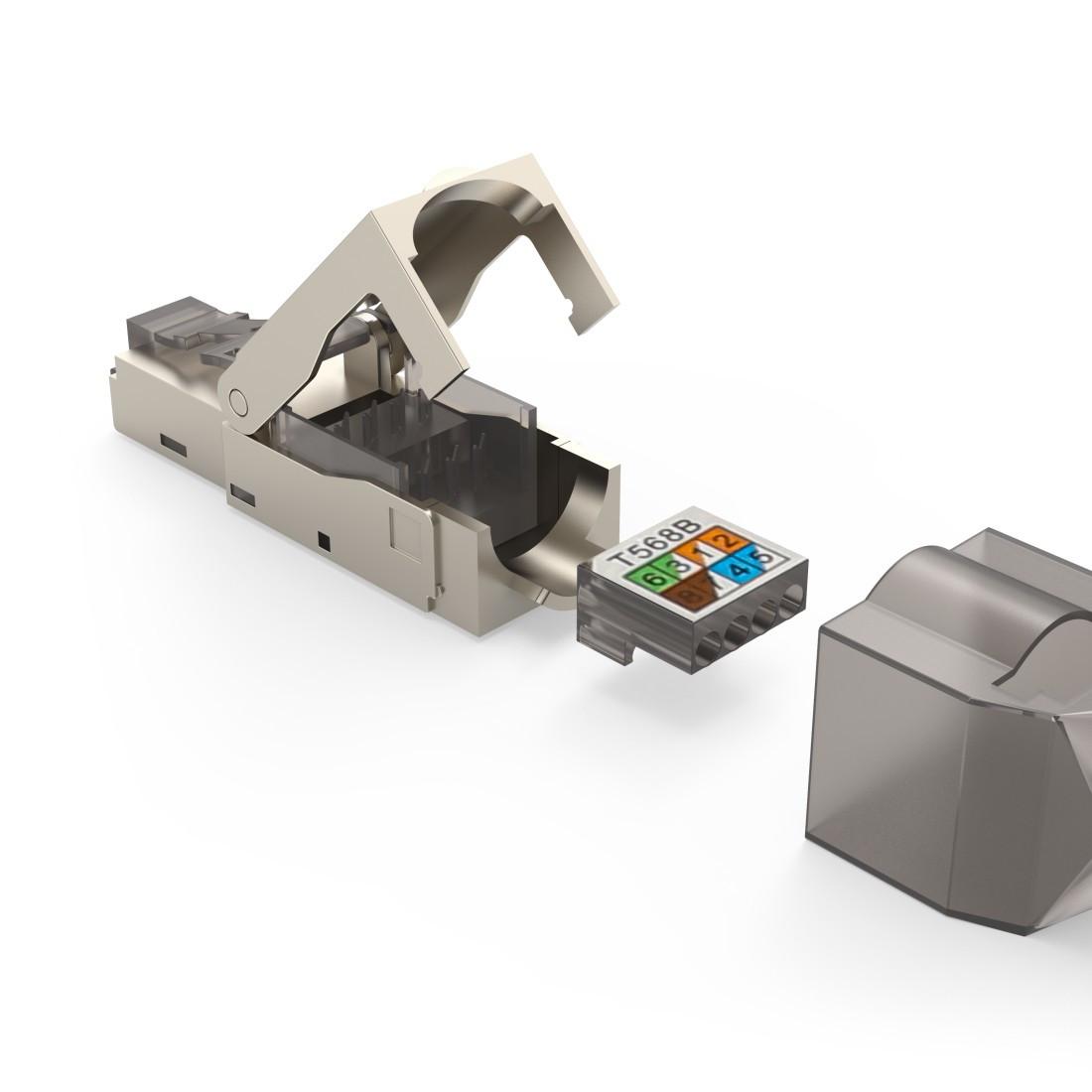 Netzwerkstecker, CAT-6a, 10 Gbit/s, geschirmt, werkzeuglose Montage, 5 St. (00200793)