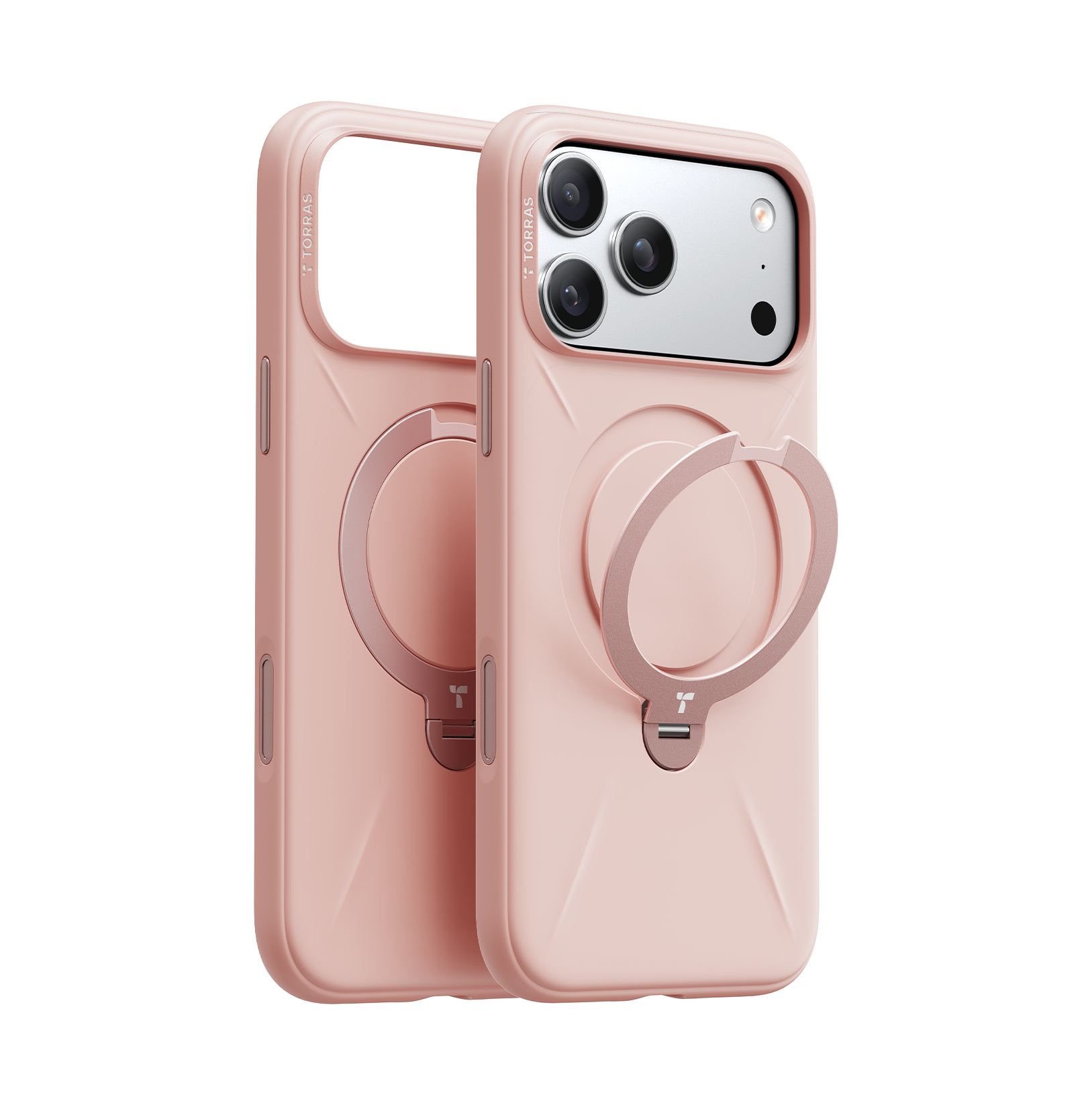 Silikon-Magnethülle mit 360° drehbarem Ständer für iPhone 17 Pro Max, Rosa Handyhülle