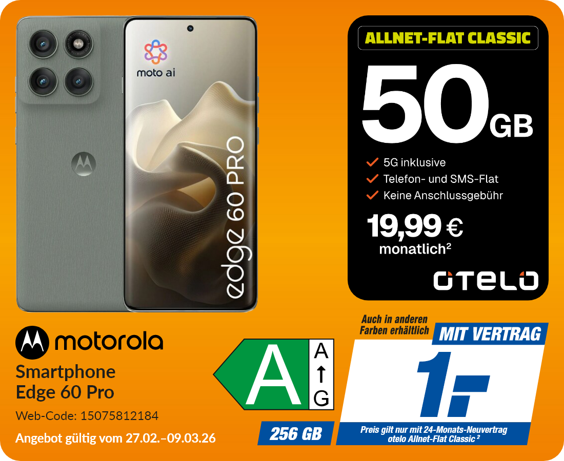 Motorola Edge 60 Pro mit Allnet Flat Classic für 1€!