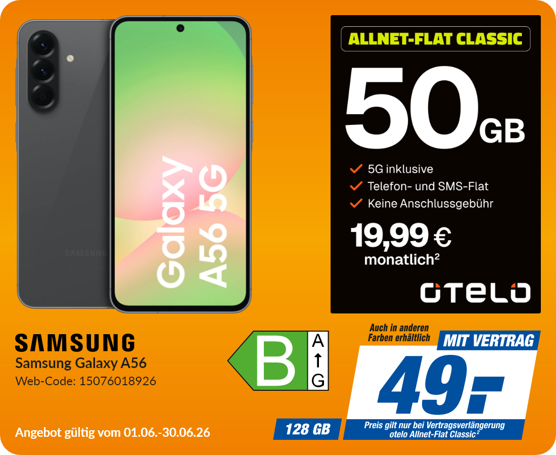 Galaxy A56 mit Allnet-Flat Classic für 49€!