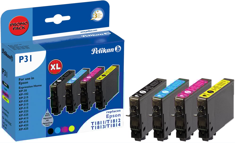 P31 Epson T1816 Pack 1 schwarz 3 Farben Druckerpatrone