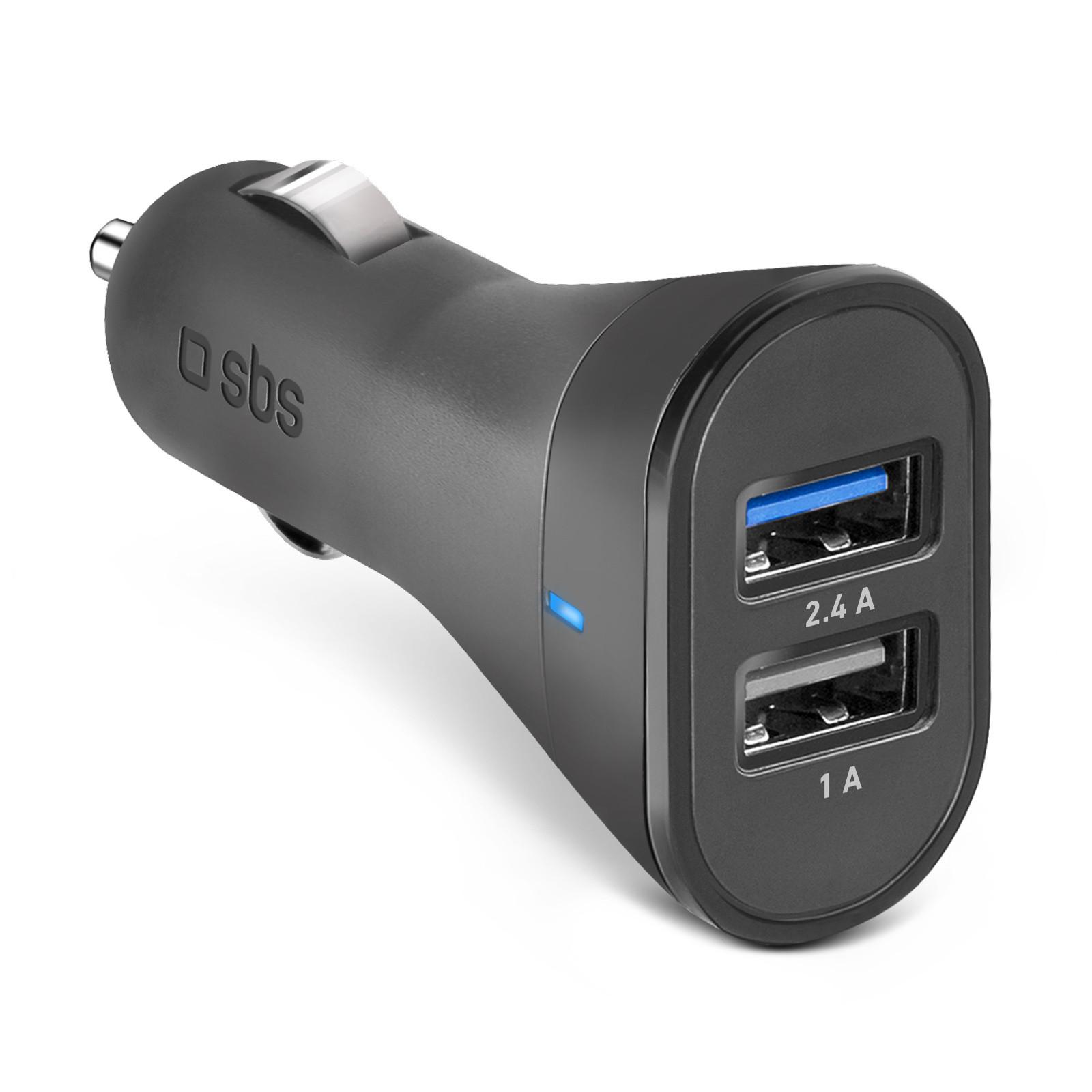Autoadegerät, USB-A, 12 W, 2,4 A, Schwarz