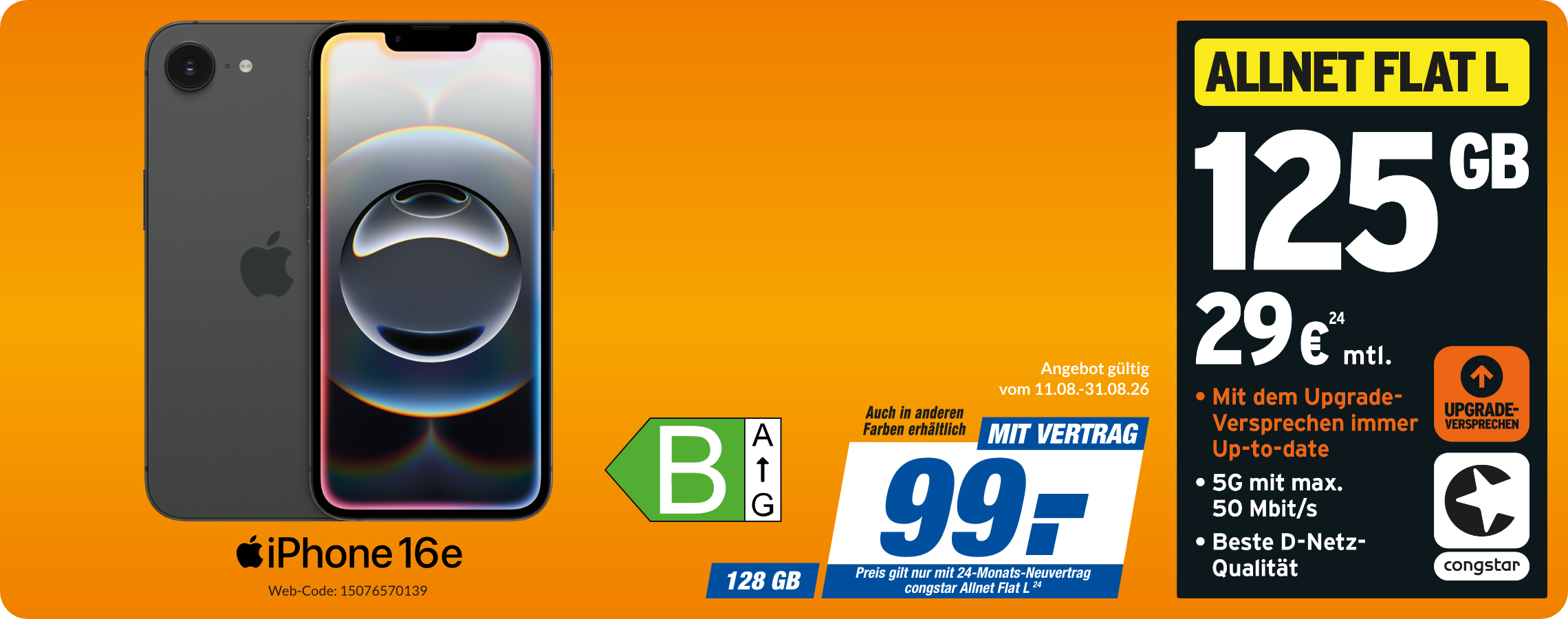 iPhone 16e mit Allnet Flat L für 99€!