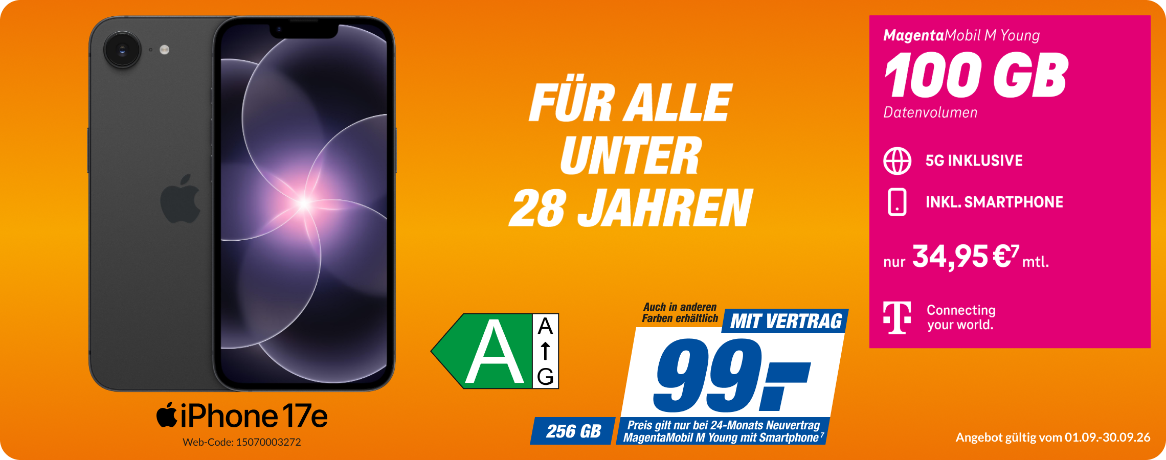 iPhone 17e mit Magenta Mobil M Young für 99€!