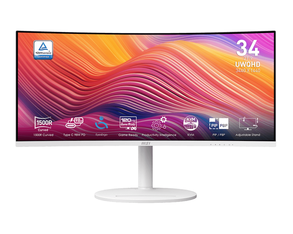 Modern MD342CQPWDE, Weiß, 34 Zoll, Curved, UWQHD, VA, 120 Hz, 4 ms