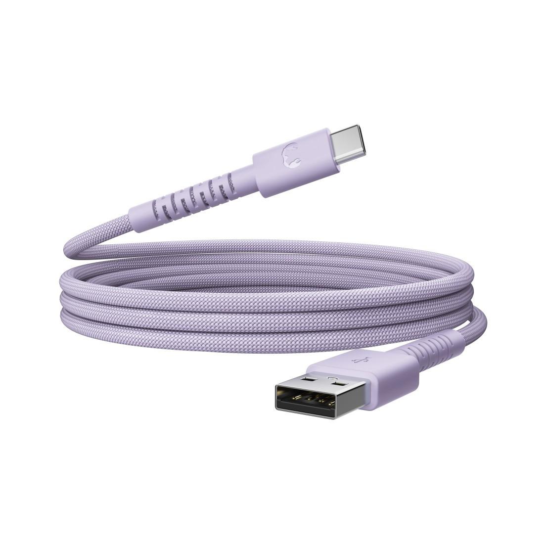 USB-A zu USB-C silikon geflochtenes Kabel"FlexWave" 2m, Dreamy Lilac (00231888)