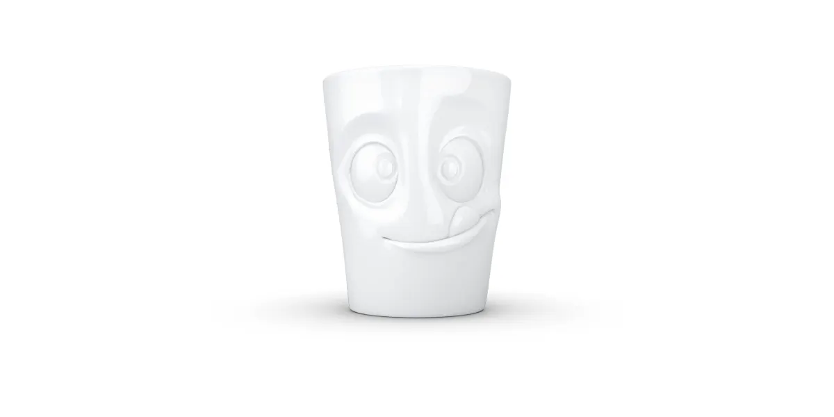 Henkelbecher 350ml - Lecker weiß Tasse