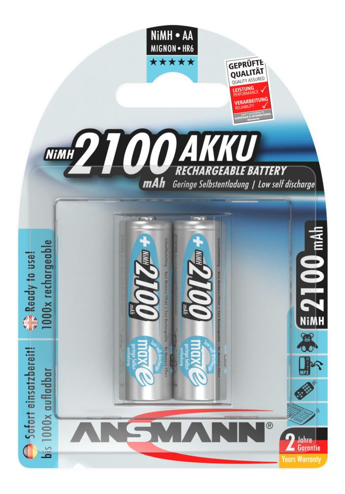 NiMH Akku Mignon AA 2100 mAh maxE 2er Blister Akku