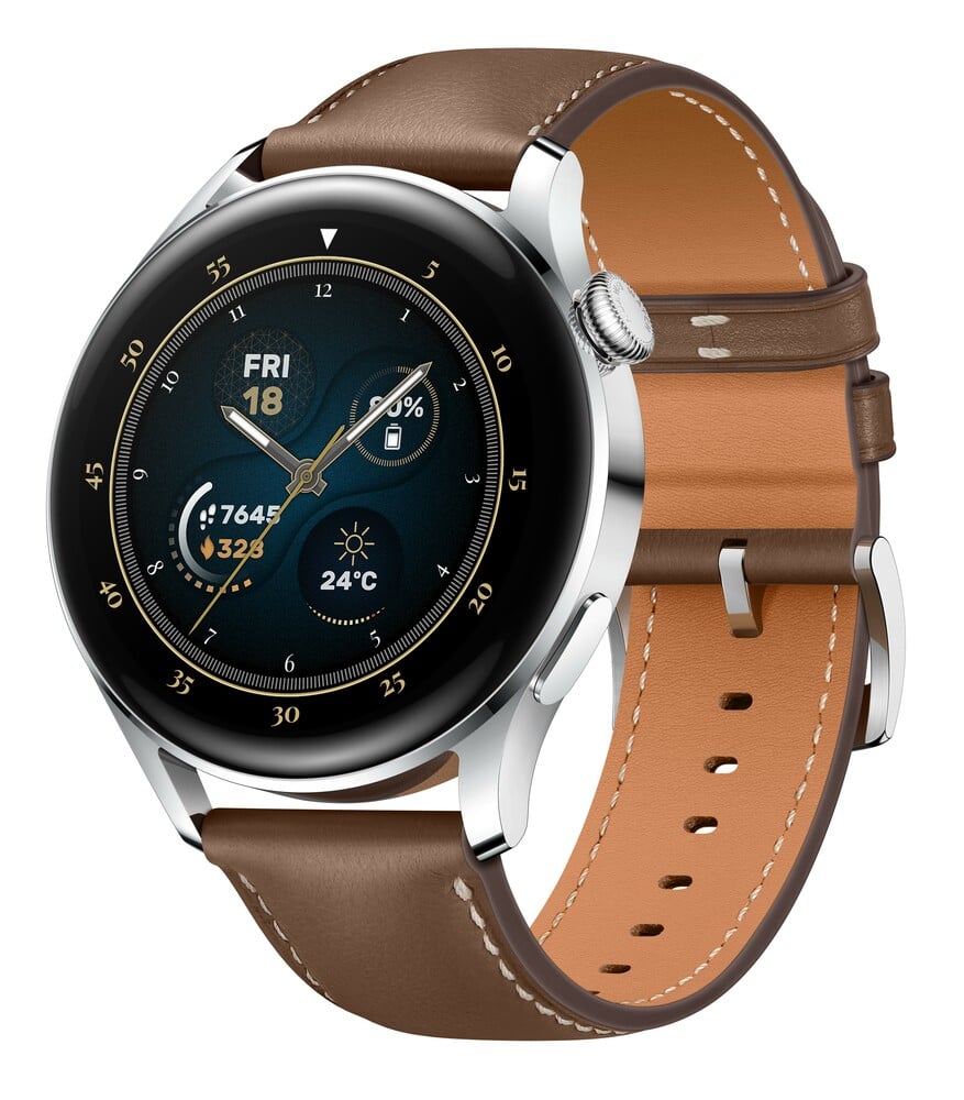 Watch 3 Edelstahl Brown Leather Smartwatch