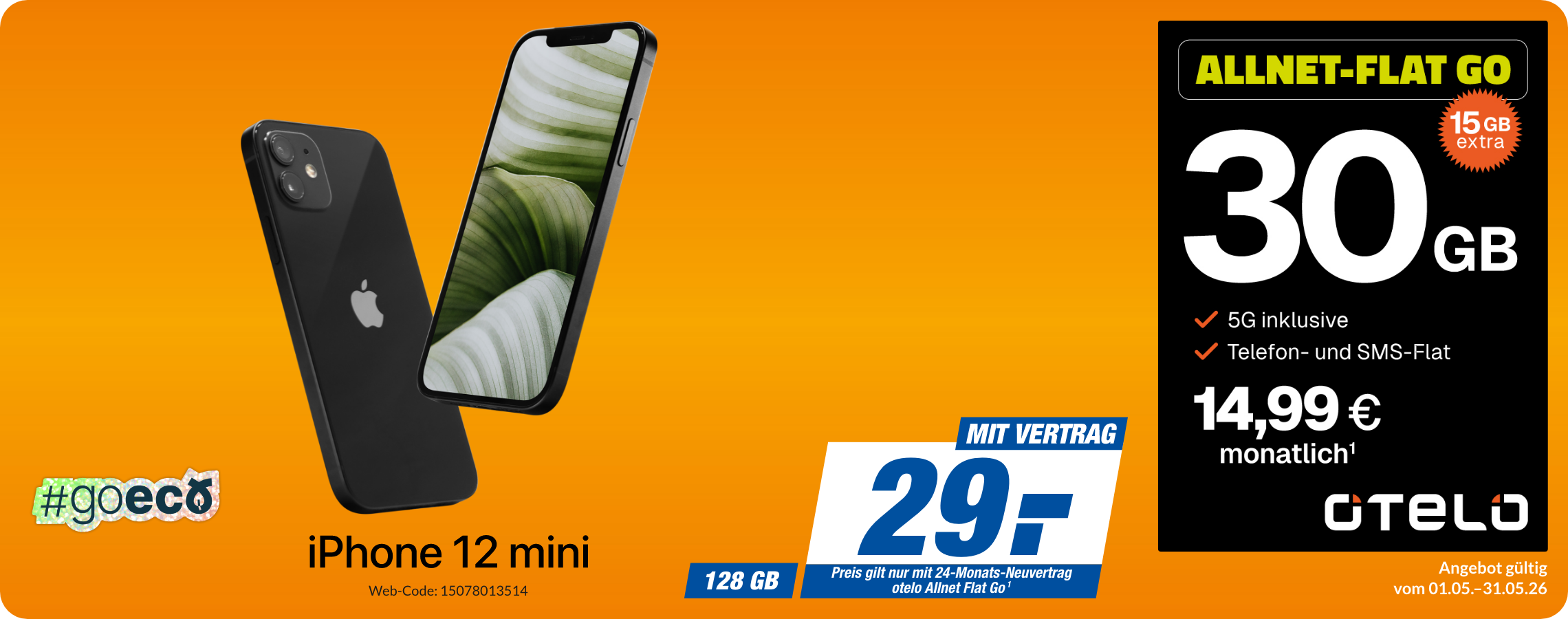 Apple iPhone 2 Mini mit Allnet Flat Go für 29€!