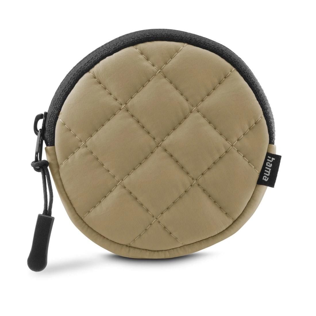 Kopfhörertasche für In-Ear und Zubehör, Karabiner, rund, Organizer, Beige (00231047)