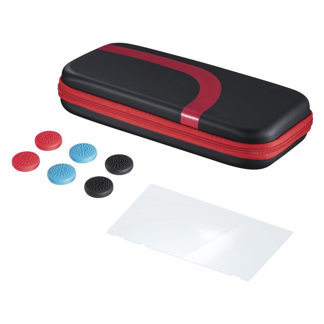 Set (Tasche, Schutzglas, Control-Aufsätze) für Nintendo Switch, Schwarz/Rot (00054686)