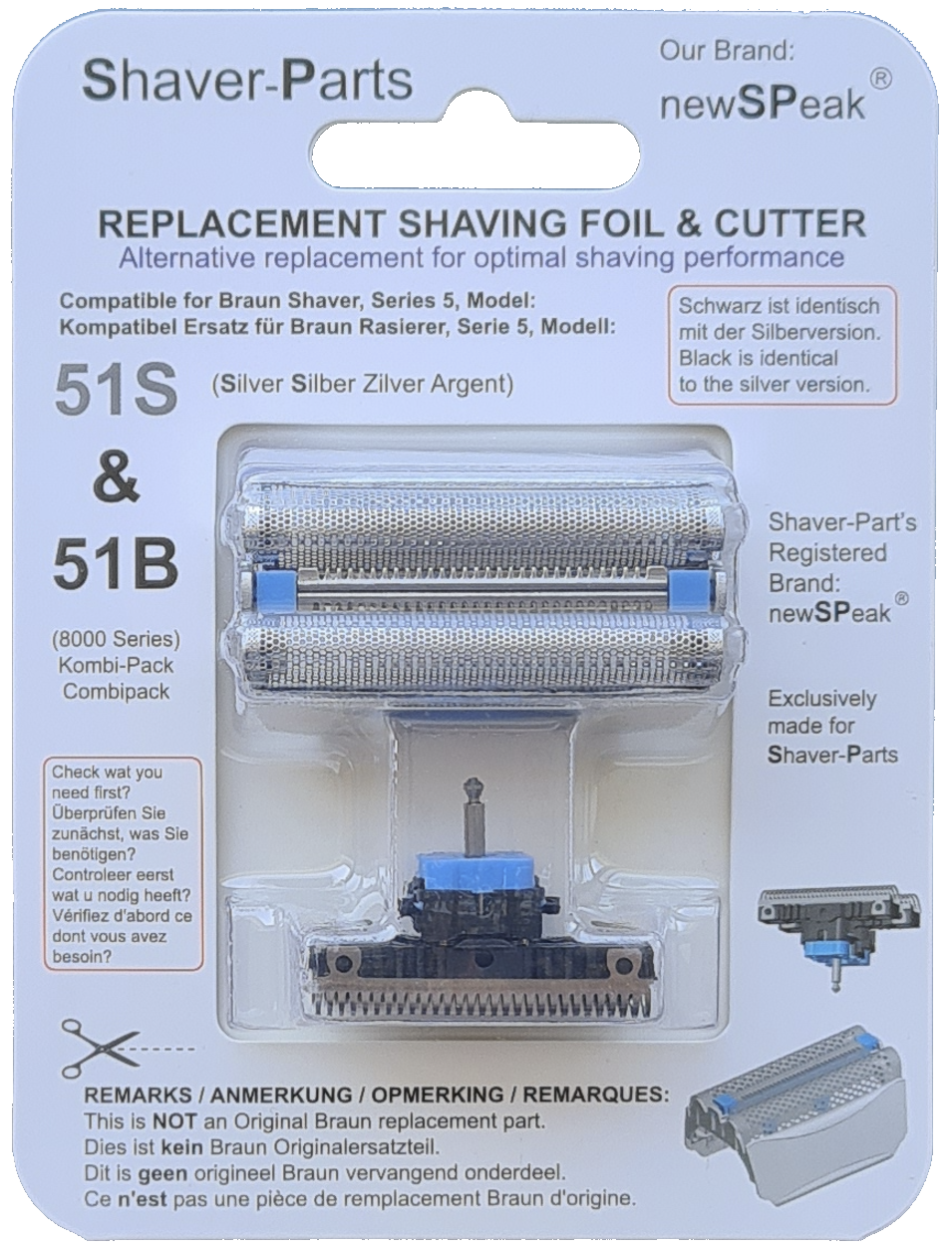 Scherkopf kompatibel mit Braun 51S, 51B Ersatzscherkopf