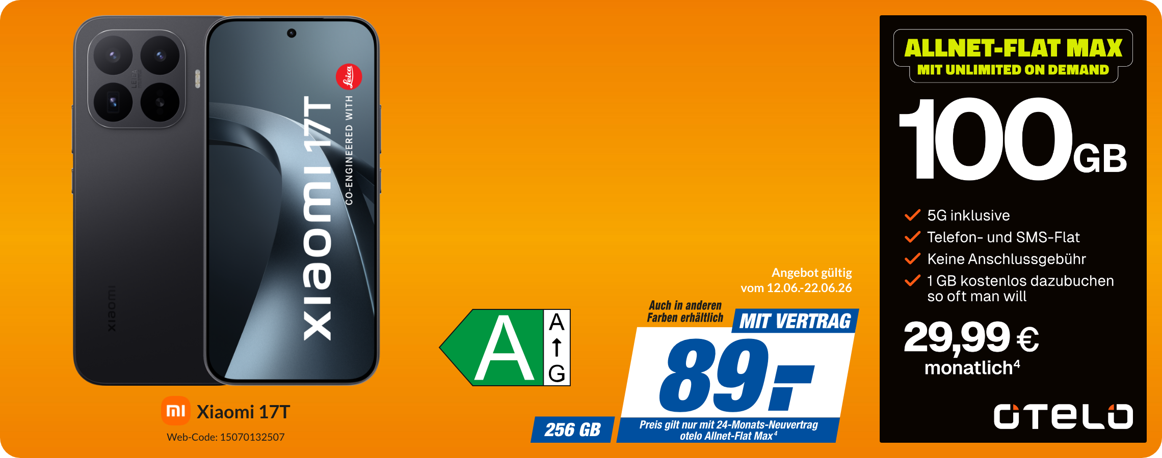 Xiaomi 17T mit Allnet-Flat Max für 89€!