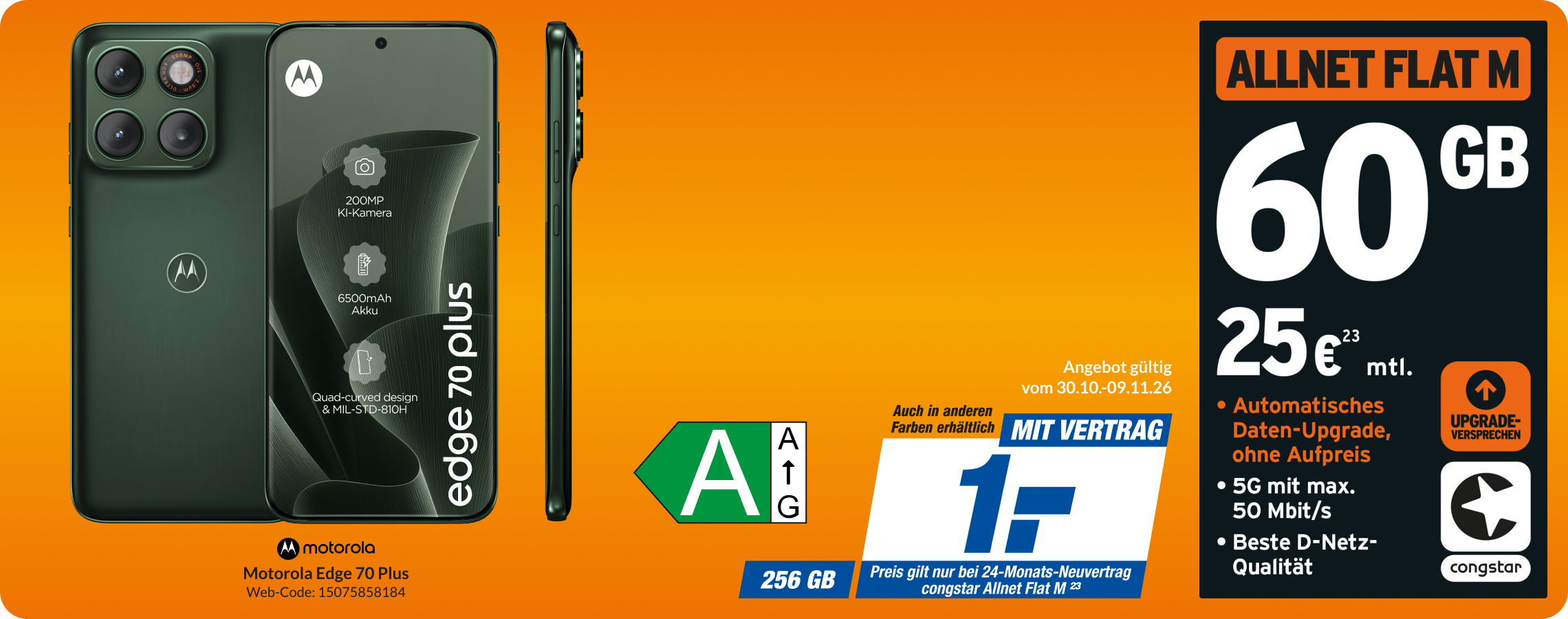 Motorola Edge 70 Plus mit Allnet Flat M für 1€!