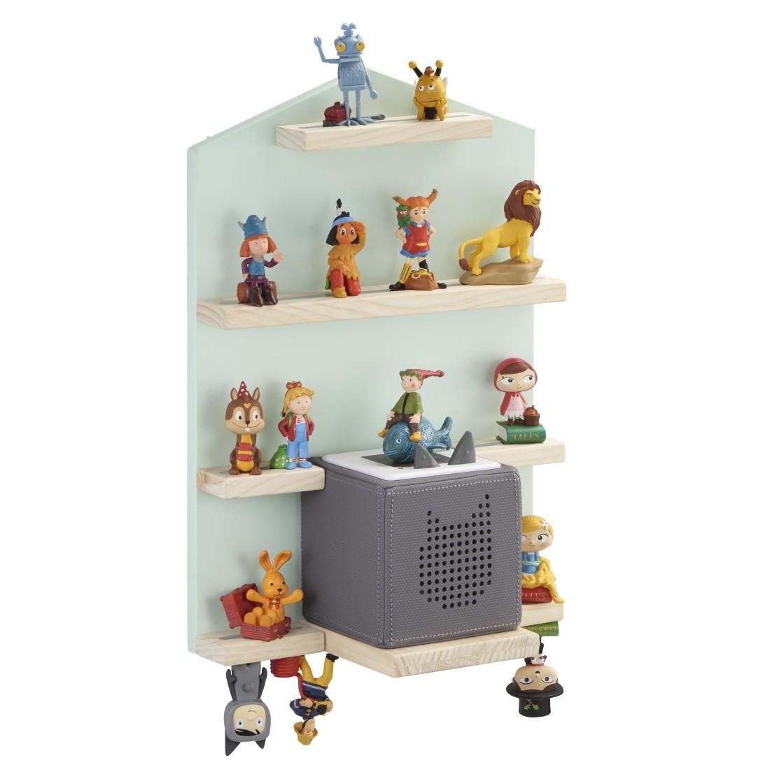Holzregal "Haus" für Hörspielbox, Hörspielfiguren (z.B. Tonies®), Mint (00132439)
