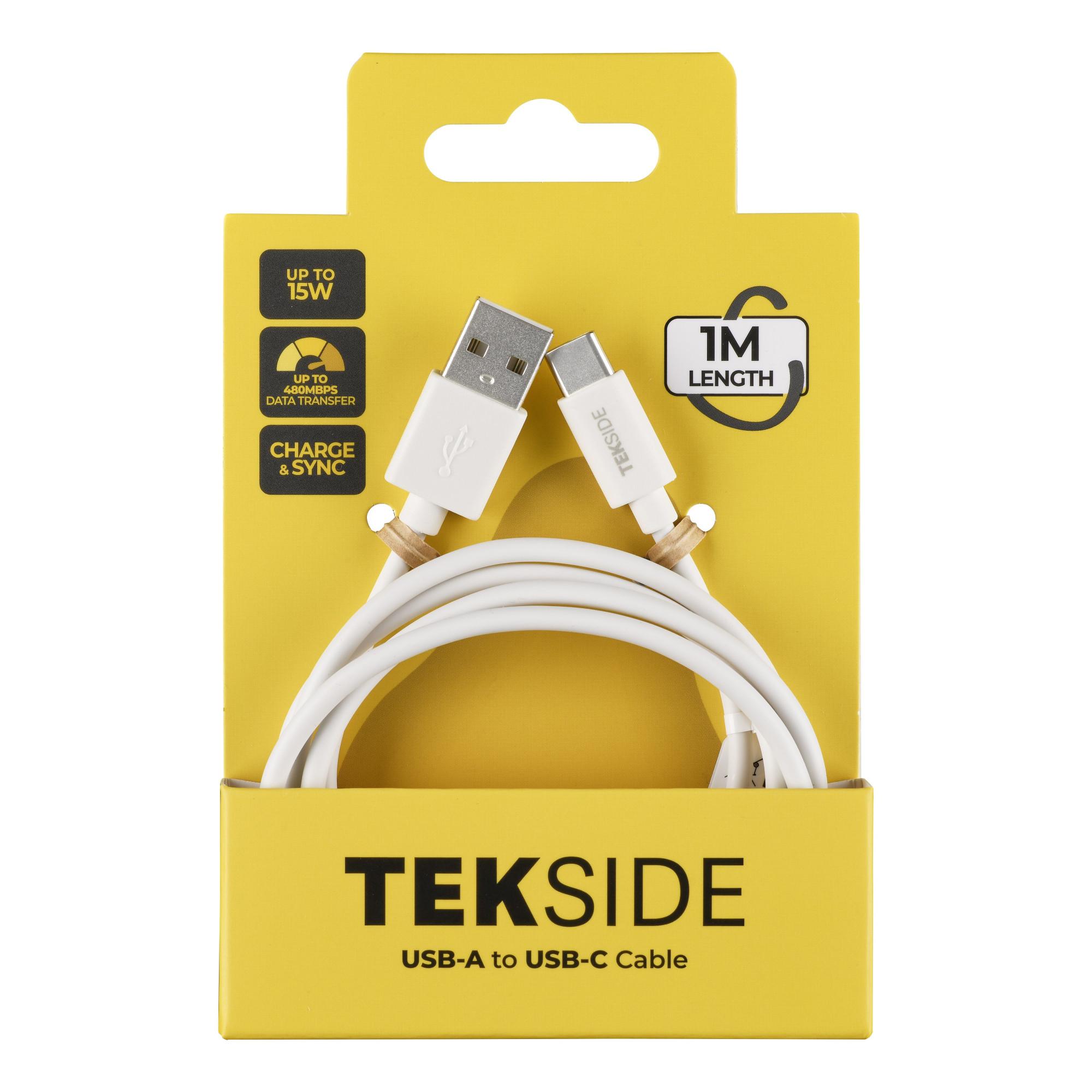 TEKSIDE Data Cable 1m USB-A/ Typ-C White (61502)