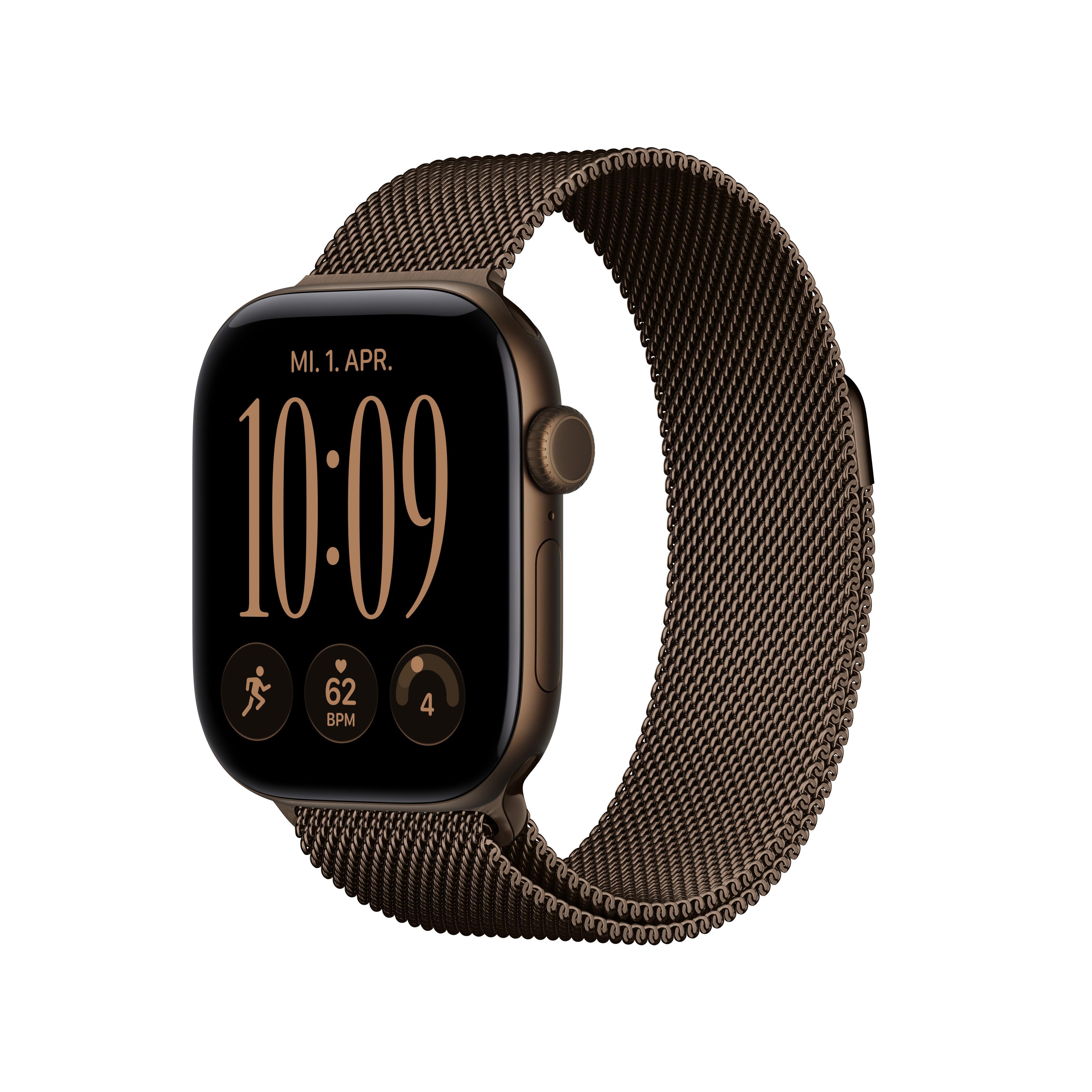 Watch Series 12, GPS + Cellular, 42mm, Dunkelbronze Aluminiumgehäuse mit Milanese Armband Smartwatch