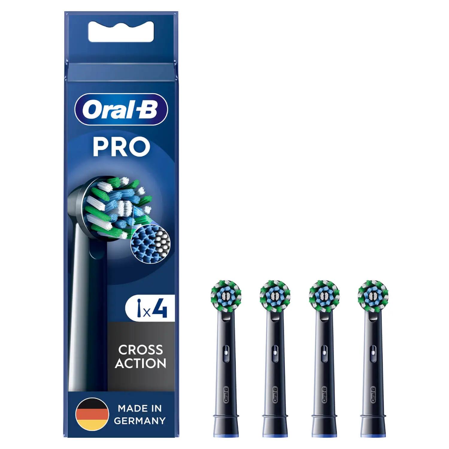 Pro CrossAction Schwarz, 4 Stück Aufsteckbürsten