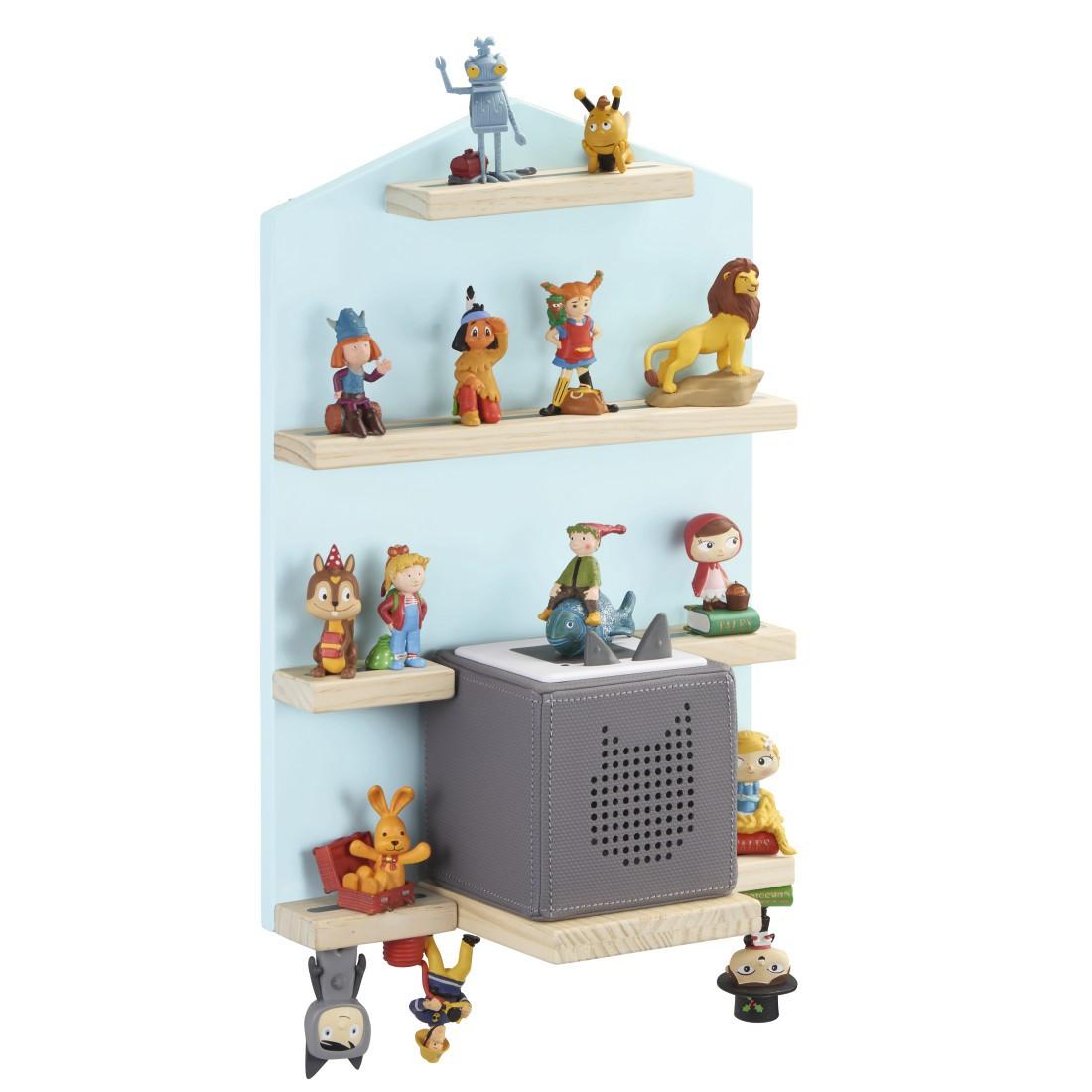 Holzregal "Haus" für Hörspielbox, Hörspielfiguren (z.B. Tonies®), Blau (00132437)