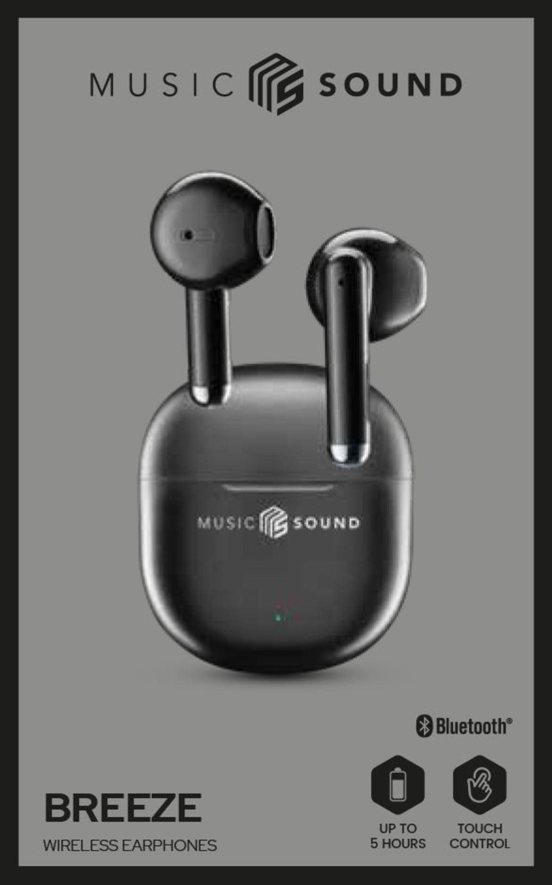 Music & Sound Bluetooth Earphones BREEZE Black (61135) In-Ear Kopfhörer