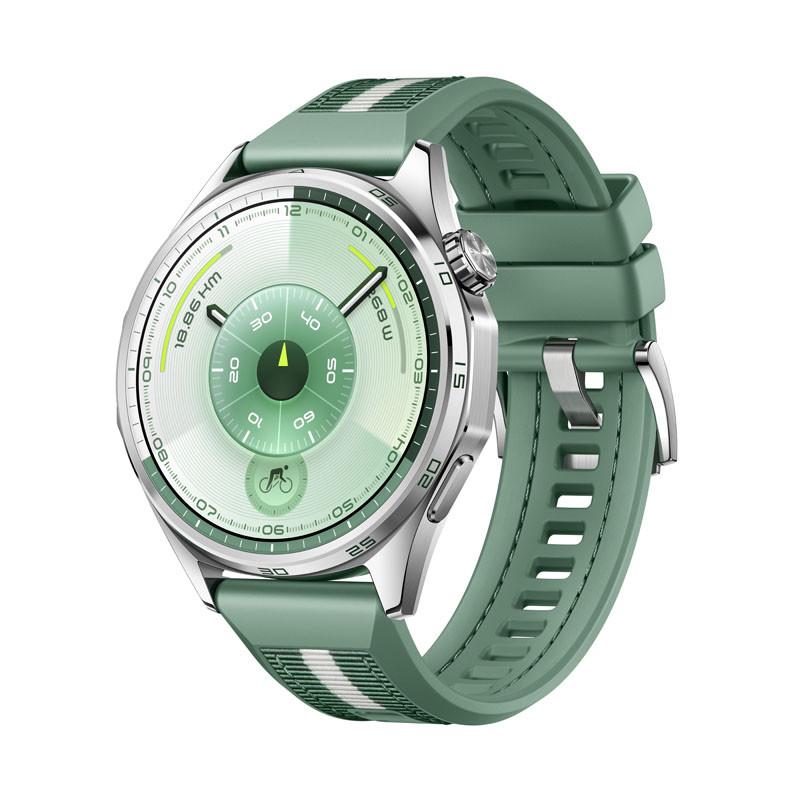 Watch GT6, 46mm, Edelstahlgehäuse mit grünem Nylonarmband