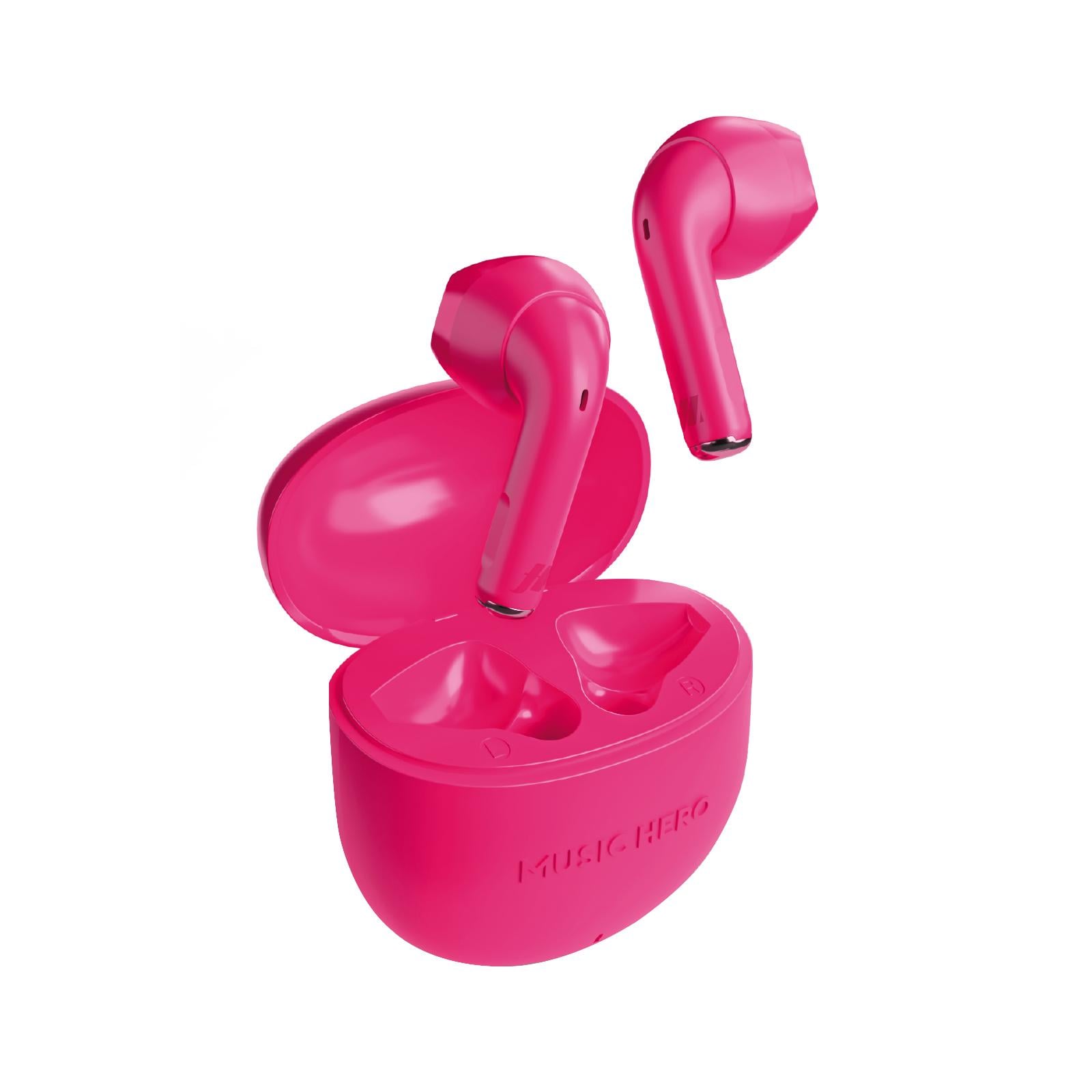 Nusoul True Wireless Ohrhörer mit Ladecase, integriertem Mikrofon und ergonomischem Design Pink In-Ear Kopfhörer