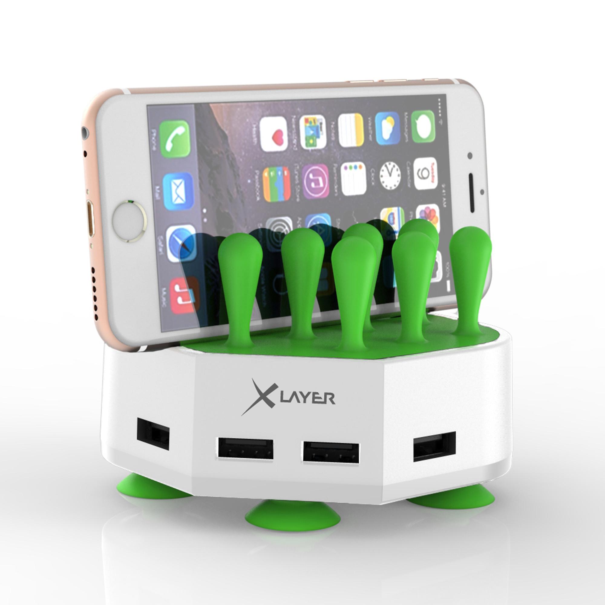 Ladegerät (USB-A) Family Charger Mini, 4-Port USB, grün-weiß