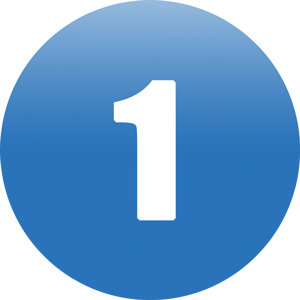 1 Zahl 1 in einem blauen Kreis