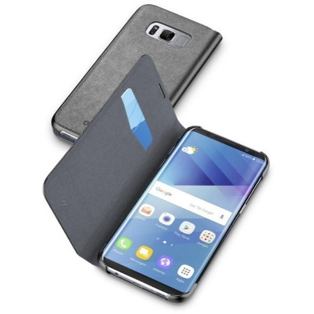 Kunstleder-Buchklapptasche für Samsung Galaxy S8+ schwarz