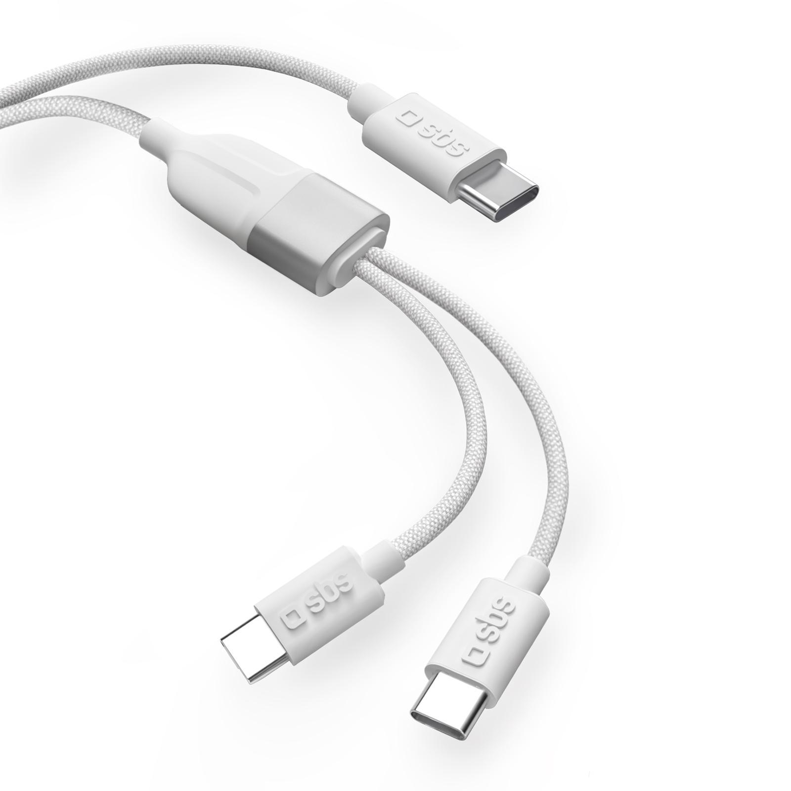 USB Typ-C Splitter mit dualem USB-C Ausgang 60W, Weiß
