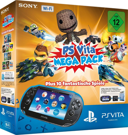 PlayStation Vita WiFi 8GB Mega Pack (schwarz) 