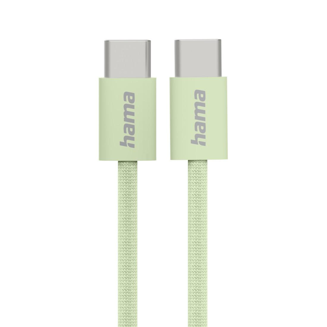 Ladekabel Fabric, USB-C - USB-C, 1m, Nylon, Grün (00201726)