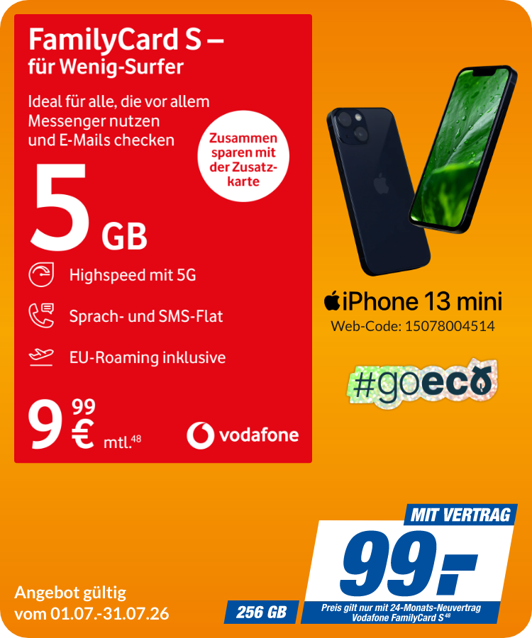 iPhone 13 Mini mit FamilyCard S für 99€!