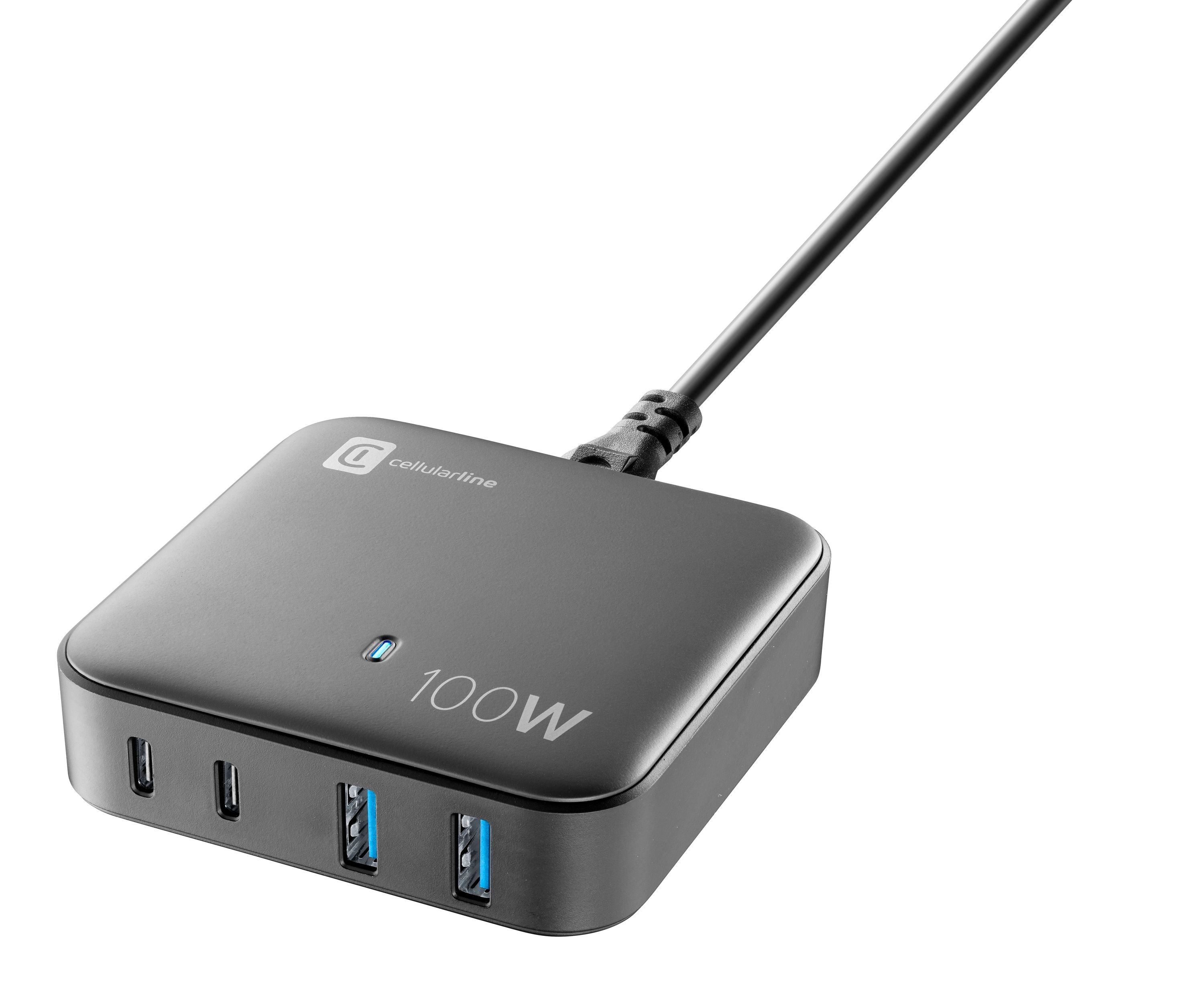 Ladegerät Multipower Magnus 100 Watt Reiselader 4 Port GaN Black (60004)